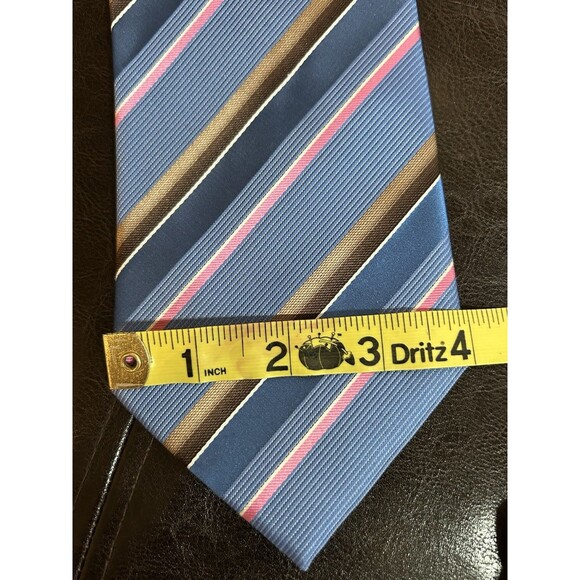 Kenneth Cole - Blue Striped Silk Necktie - Picture 4 of 6